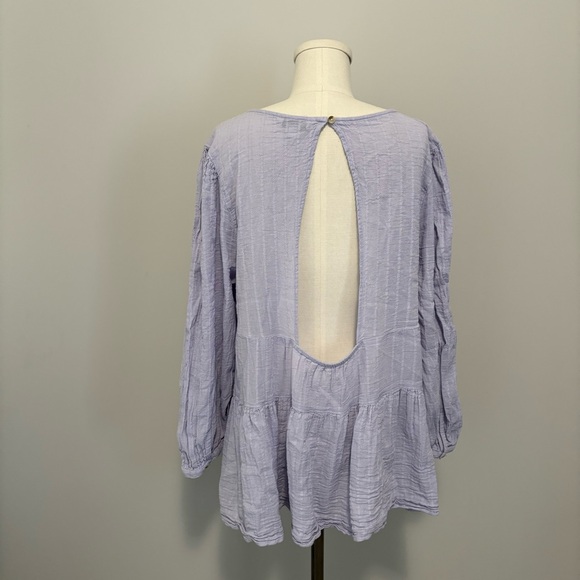 American Eagle Babydoll Tiered Open Back Boho Flowy Cotton Top Lilac Purple - Picture 9 of 14